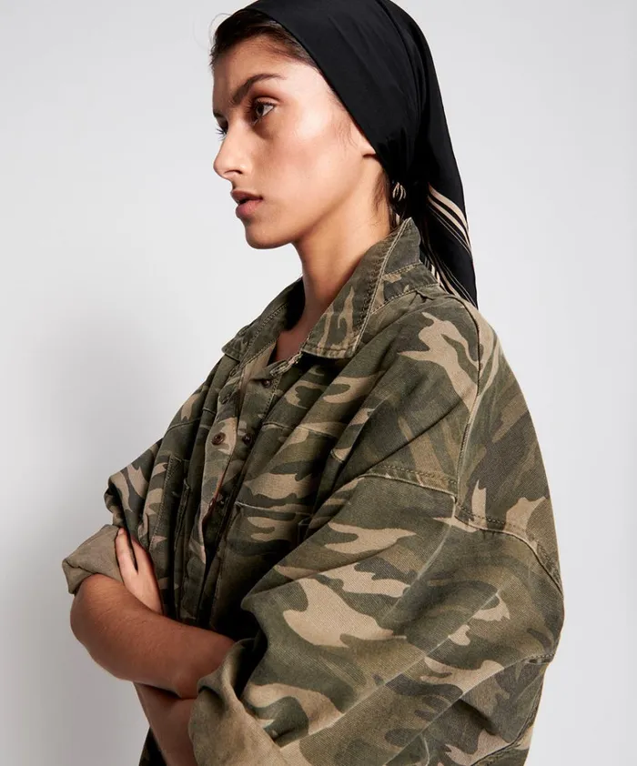 CAMO LONG SLEEVE DARIA SHIRT Women One Teaspoon Denim Tops CAMO LONG SLEEVE DARIA SHIRT Women One Teaspoon Denim Tops