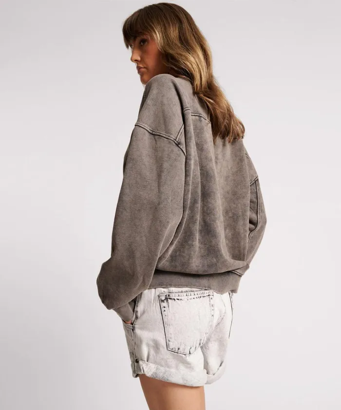 CHARCOAL BOWER BIRD RETRO SWEATER Women One Teaspoon Hoodies And Sweats CHARCOAL BOWER BIRD RETRO SWEATER Women One Teaspoon Hoodies And Sweats