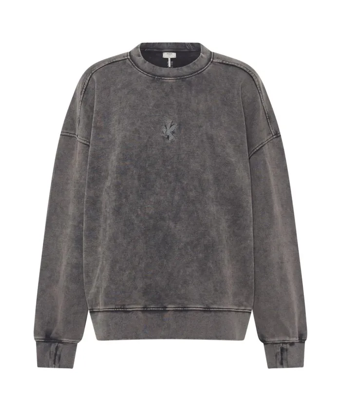 CHARCOAL BOWER BIRD RETRO SWEATER Women One Teaspoon Hoodies And Sweats CHARCOAL BOWER BIRD RETRO SWEATER Women One Teaspoon Hoodies And Sweats