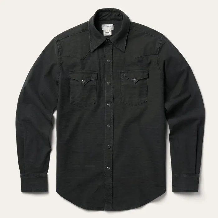 Charcoal Corded Denim Shirt Grey Men Stetson Denim Shirts