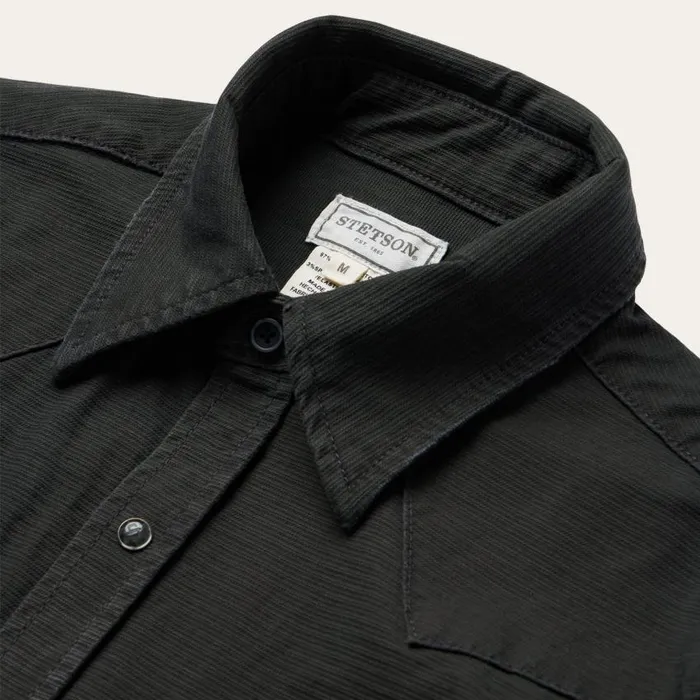 Charcoal Corded Denim Shirt Grey Men Stetson Denim Shirts