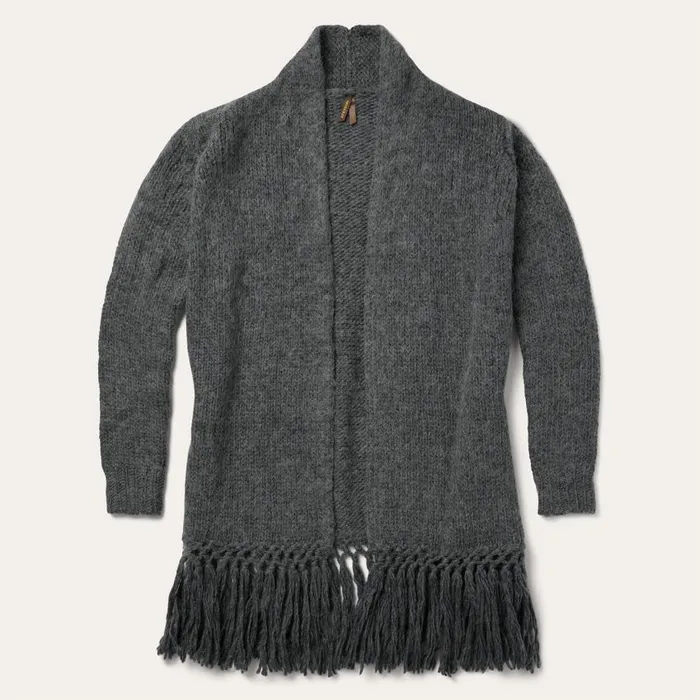 Charcoal Fringed Cardigan Grey Women Stetson Sweaters