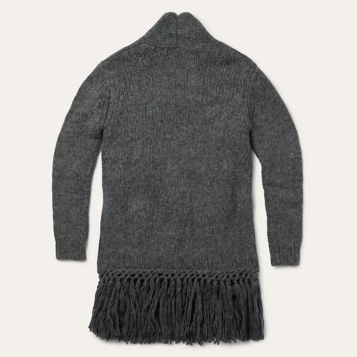Charcoal Fringed Cardigan Grey Women Stetson Sweaters
