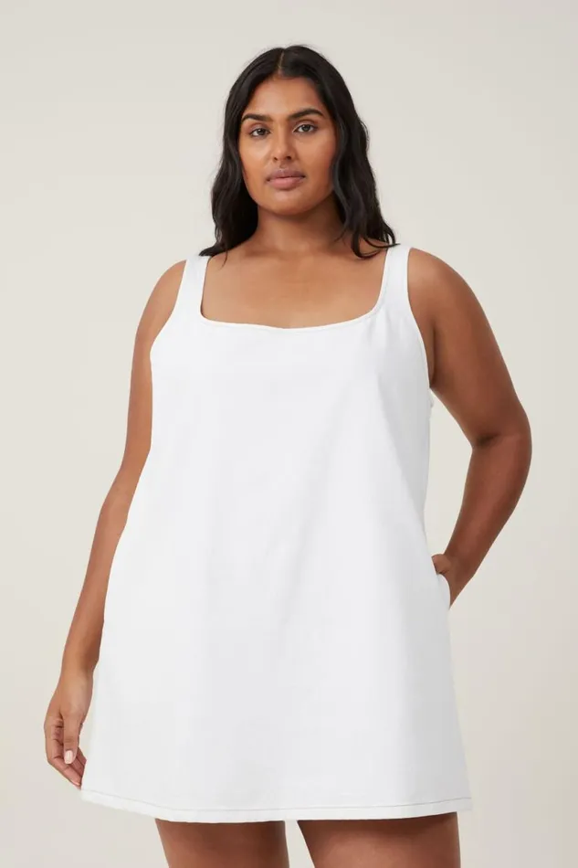 Charlie Denim Mini Dress Vintage White Women Cotton On Skirts