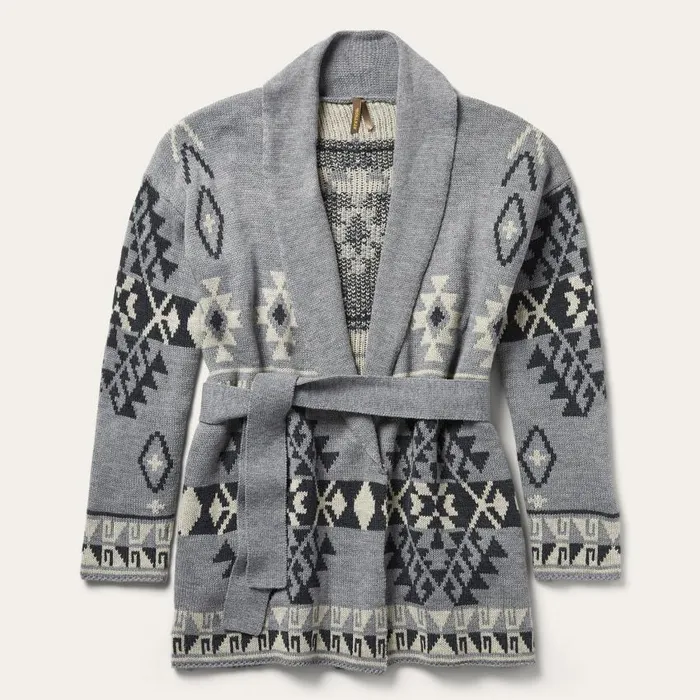 Chunky Knit Tie Sweater In Grey Grey Women Stetson Sweaters