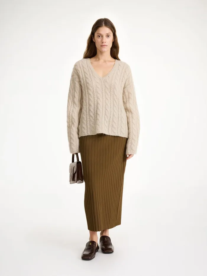 Cimone CableKnit Sweater Oyster Gray Women By Malene Birger Knitwear