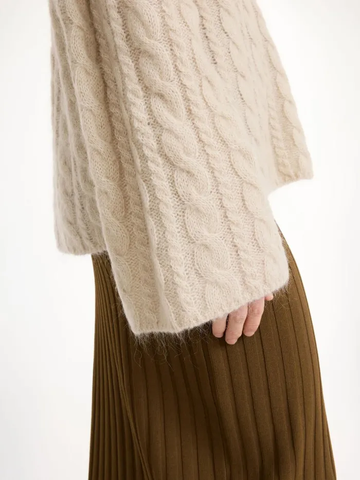 Cimone CableKnit Sweater Oyster Gray Women By Malene Birger Knitwear
