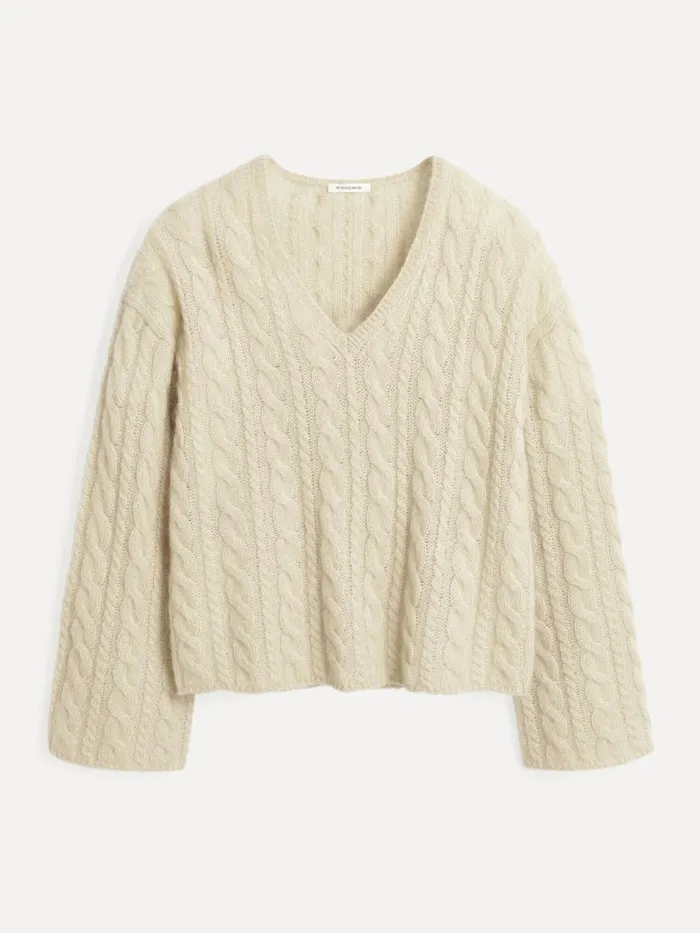 Cimone CableKnit Sweater Oyster Gray Women By Malene Birger Knitwear