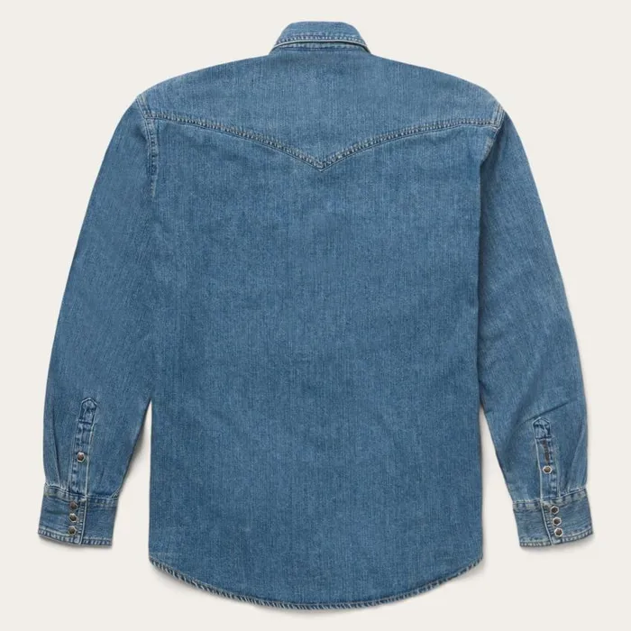 Classic Denim Shirt Blue Men Stetson Classic Cut