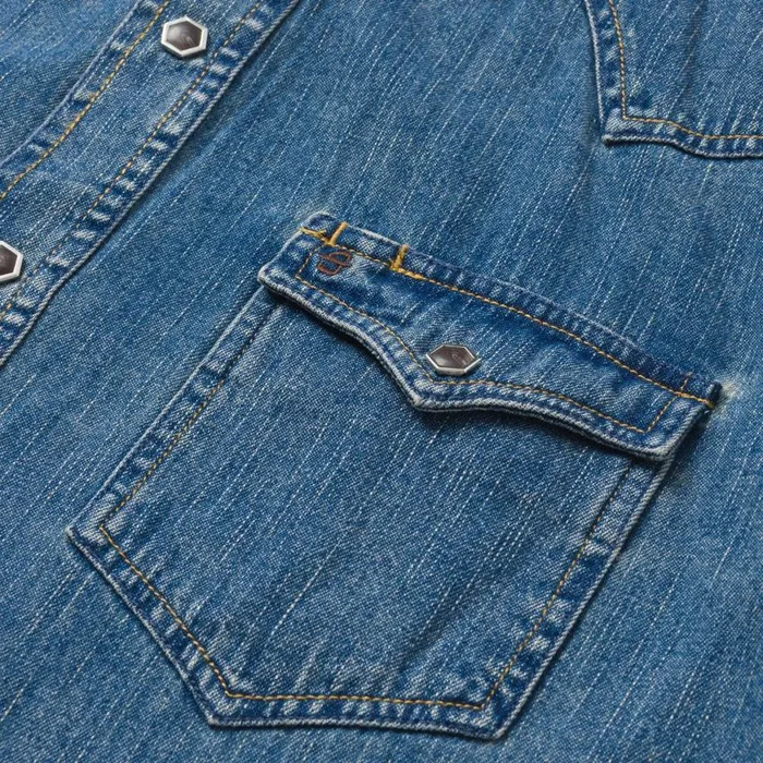 Classic Denim Shirt Blue Men Stetson Classic Cut