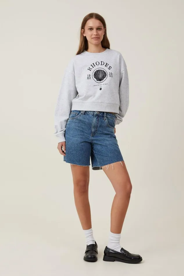 Classic Fleece Boxy Crew Sweatshirt Rhodeslight Grey Marle Women Cotton On Sweats and Hoodies Classic Fleece Boxy Crew Sweatshirt Rhodeslight Grey Marle Women Cotton On Sweats and Hoodies