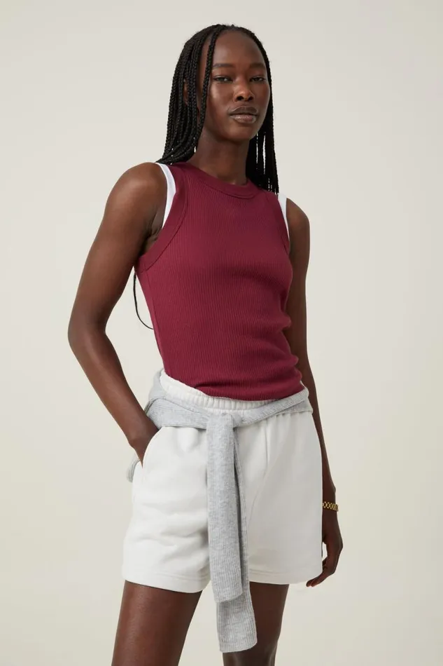 Classic Fleece Short Vintage White Women Cotton On Tops