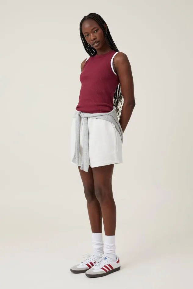 Classic Fleece Short Vintage White Women Cotton On Tops