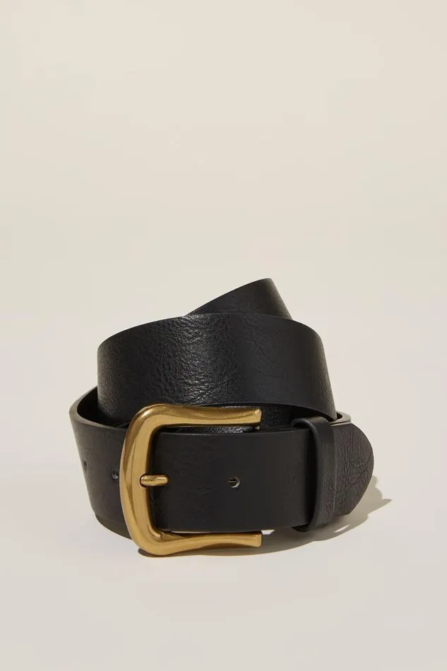 Classic Saddle Belt Blackantique Gold Women Cotton On Bags and Belts