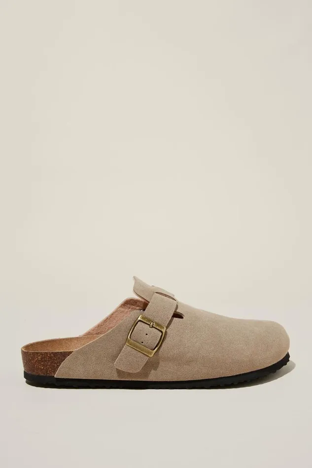 Closed Toe Buckle Slide Taupe Men Cotton On Shoes