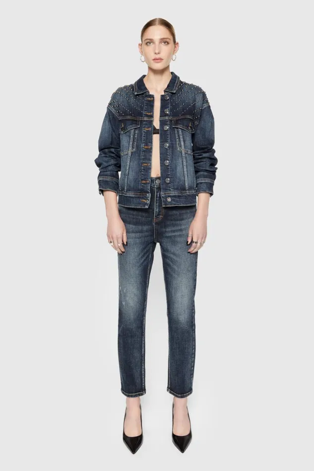 Clothing Bottoms Rebecca Minkoff Ozzy Studded Straight Leg Skyline Wash