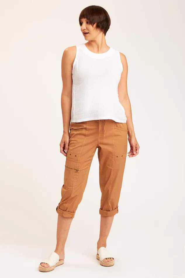 Clothing Crops XCVI Topper Slim Crop Terra Cotta