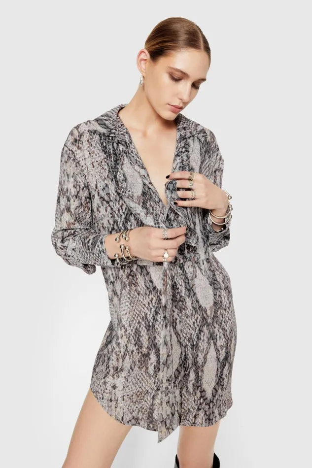 Clothing Dresses Rebecca Minkoff Ophelia Tie Dress Python Print