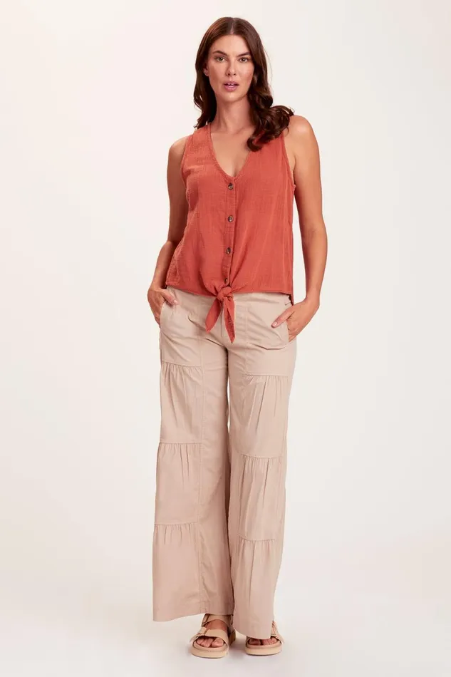 Clothing Pants XCVI Terraced Wide Leg Pant Sand