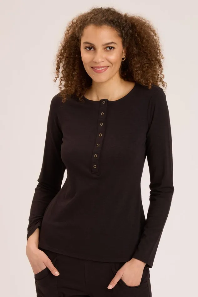 Clothing ShirtsBlouses XCVI Brie Hardware Long Sleeve Black