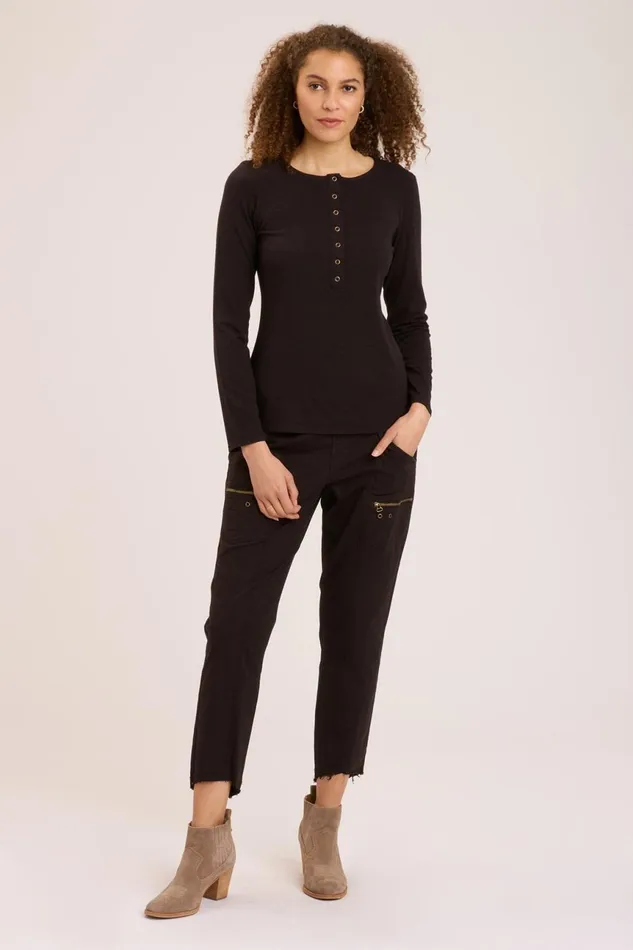 Clothing ShirtsBlouses XCVI Brie Hardware Long Sleeve Black