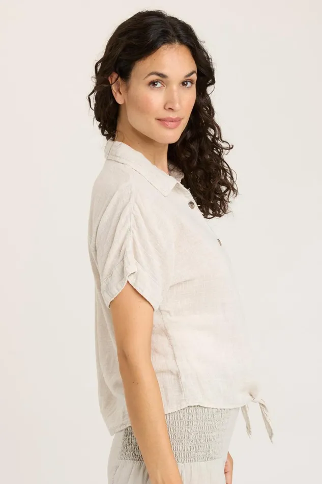 Clothing ShirtsBlouses XCVI Gauze Teagan Tie Top Feirie Wash Whitecap