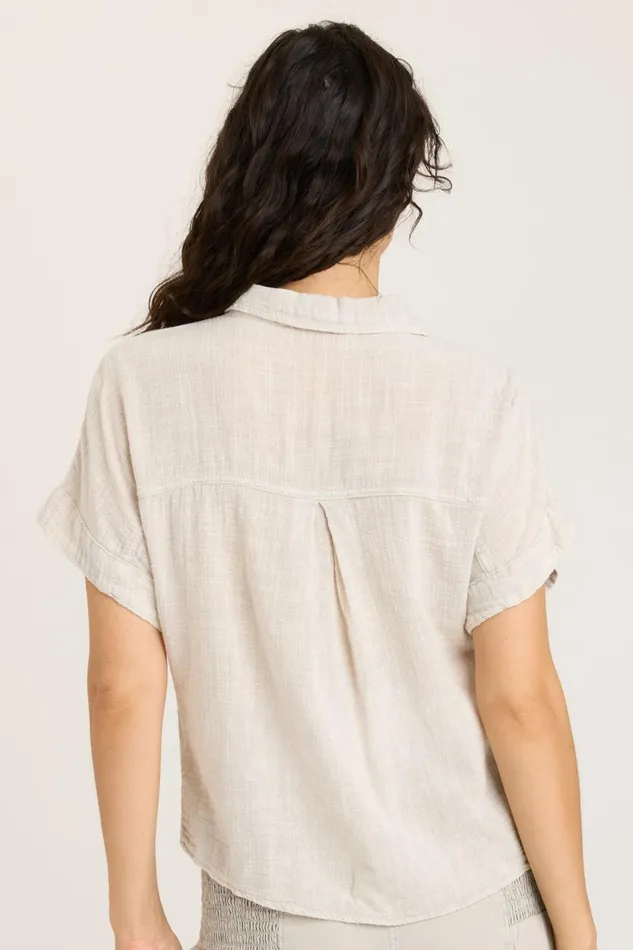 Clothing ShirtsBlouses XCVI Gauze Teagan Tie Top Feirie Wash Whitecap