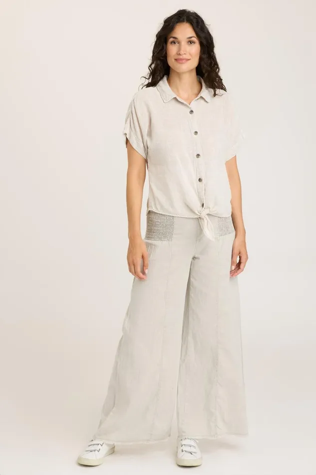 Clothing ShirtsBlouses XCVI Gauze Teagan Tie Top Feirie Wash Whitecap