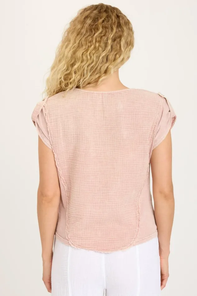 Clothing ShirtsBlouses XCVI Grigg Tee Distress Wash Hydrangea