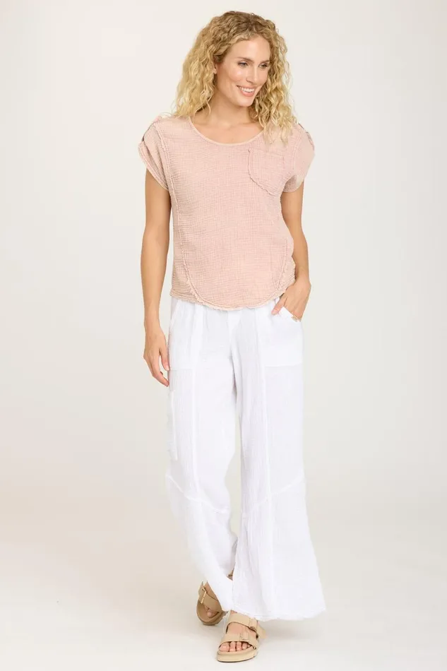 Clothing ShirtsBlouses XCVI Grigg Tee Distress Wash Hydrangea