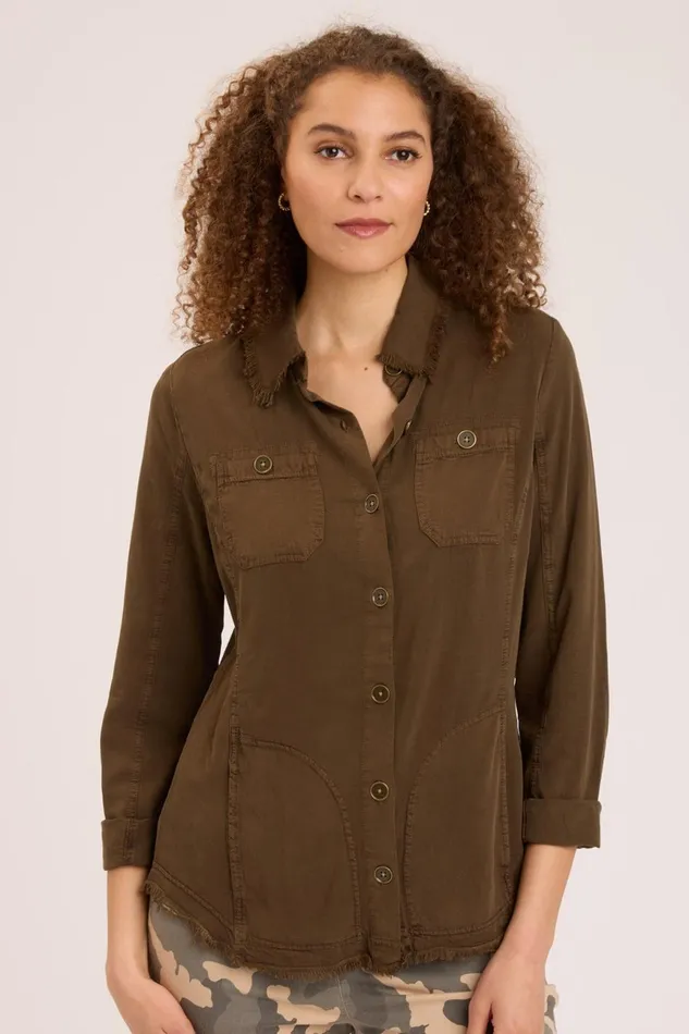 Clothing ShirtsBlouses XCVI Jareth Shacket Boxwood Pigment