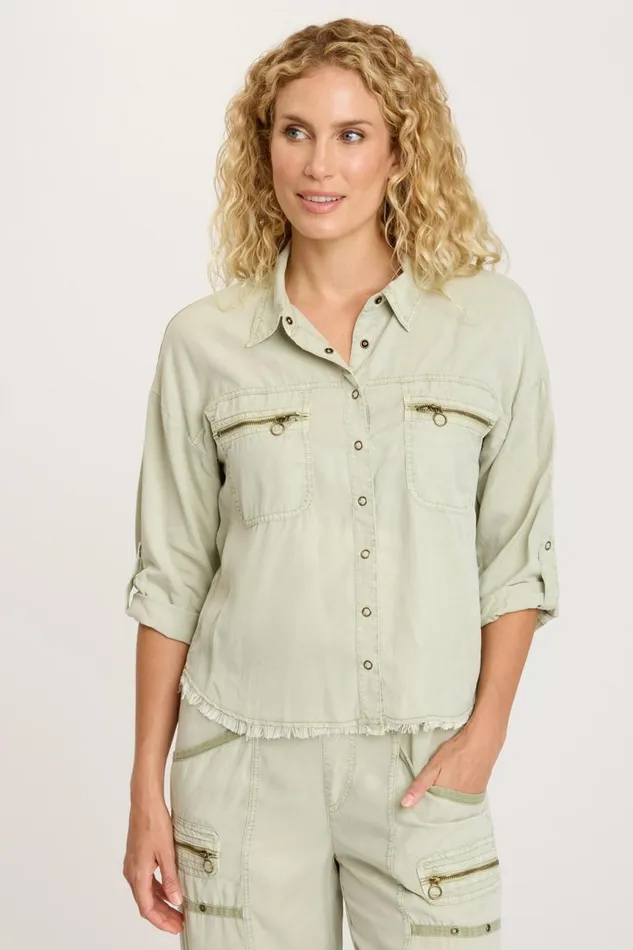 Clothing ShirtsBlouses XCVI Kapp ButtonUp Limescent Pigment