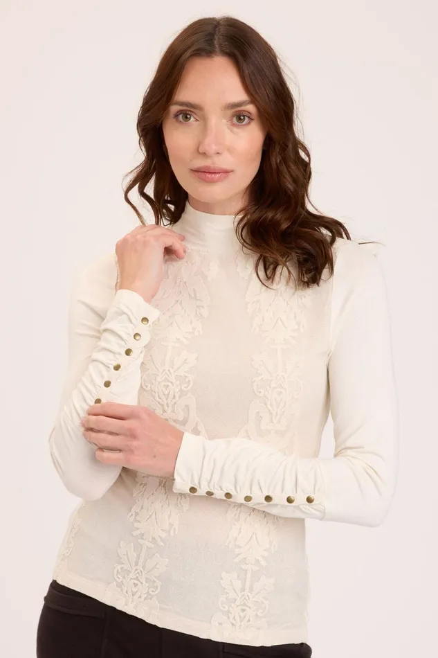 Clothing ShirtsBlouses XCVI Monroe Turtleneck Toasted Almond Double Dye