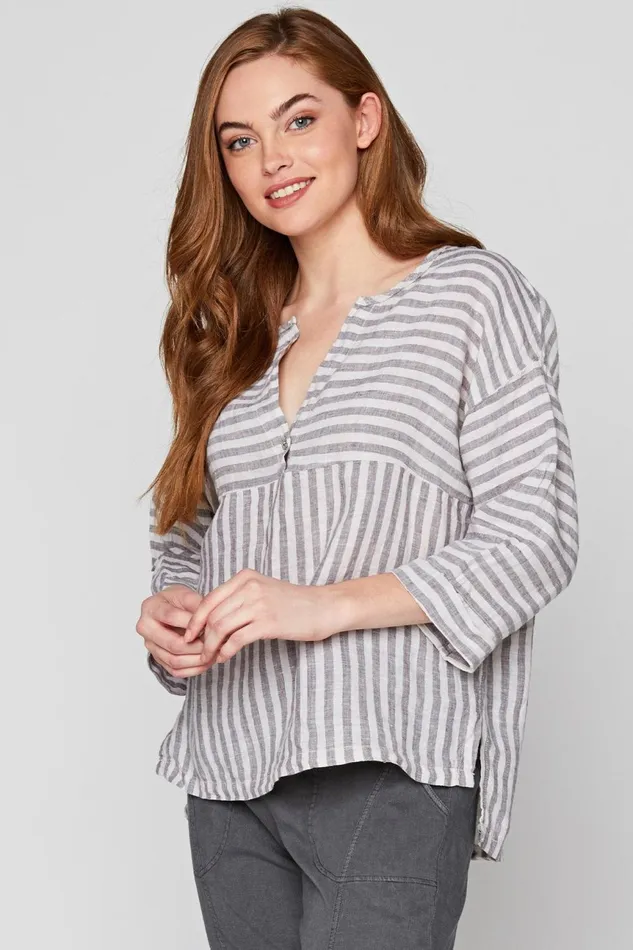 Clothing ShirtsBlouses XCVI The Striped Blouse Toasted Almond