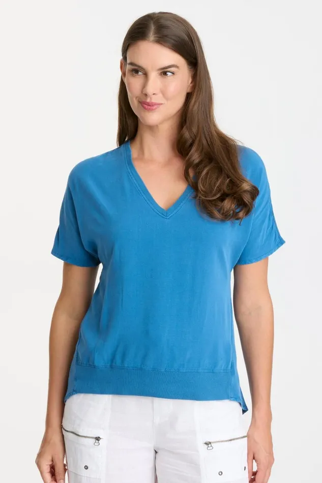 Clothing ShirtsBlouses XCVI Twill Clara Top Poseidon Pigment