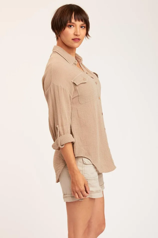 Clothing ShirtsBlouses XCVI Wendell ButtonUp Merino Wool Pigment