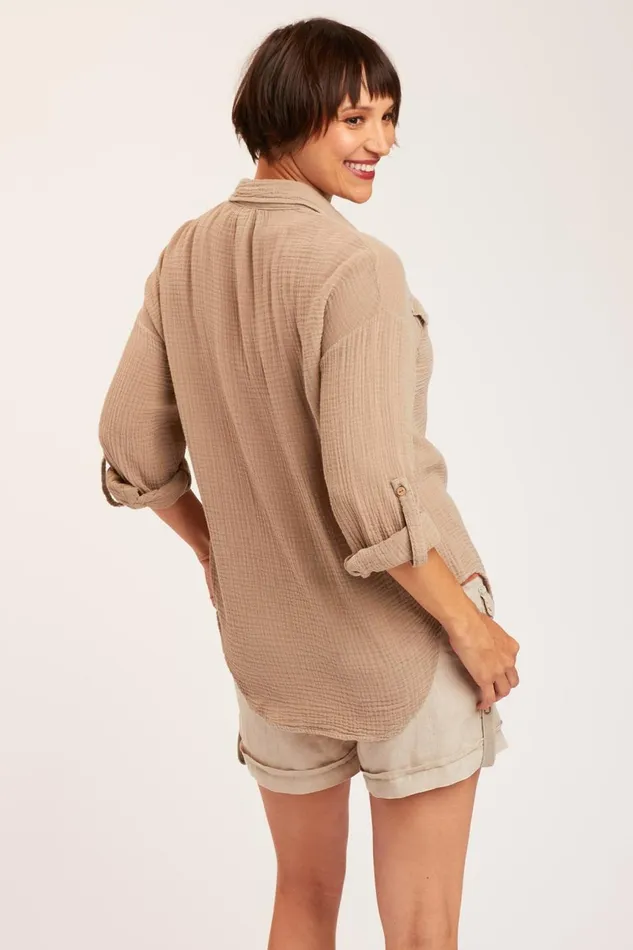 Clothing ShirtsBlouses XCVI Wendell ButtonUp Merino Wool Pigment