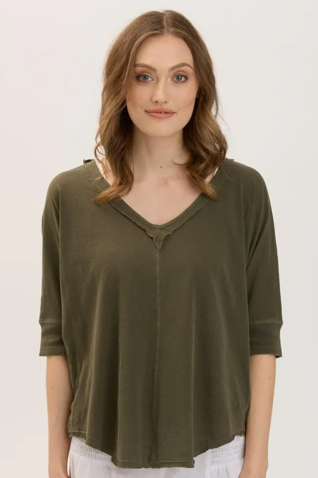 Clothing Tees XCVI Gardiner Banded Sleeve Top 20 Kombu Pigment