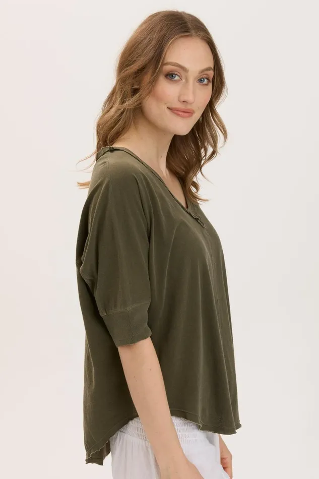 Clothing Tees XCVI Gardiner Banded Sleeve Top 20 Kombu Pigment
