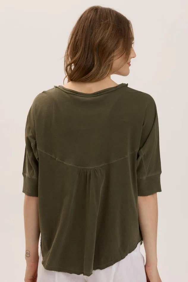 Clothing Tees XCVI Gardiner Banded Sleeve Top 20 Kombu Pigment