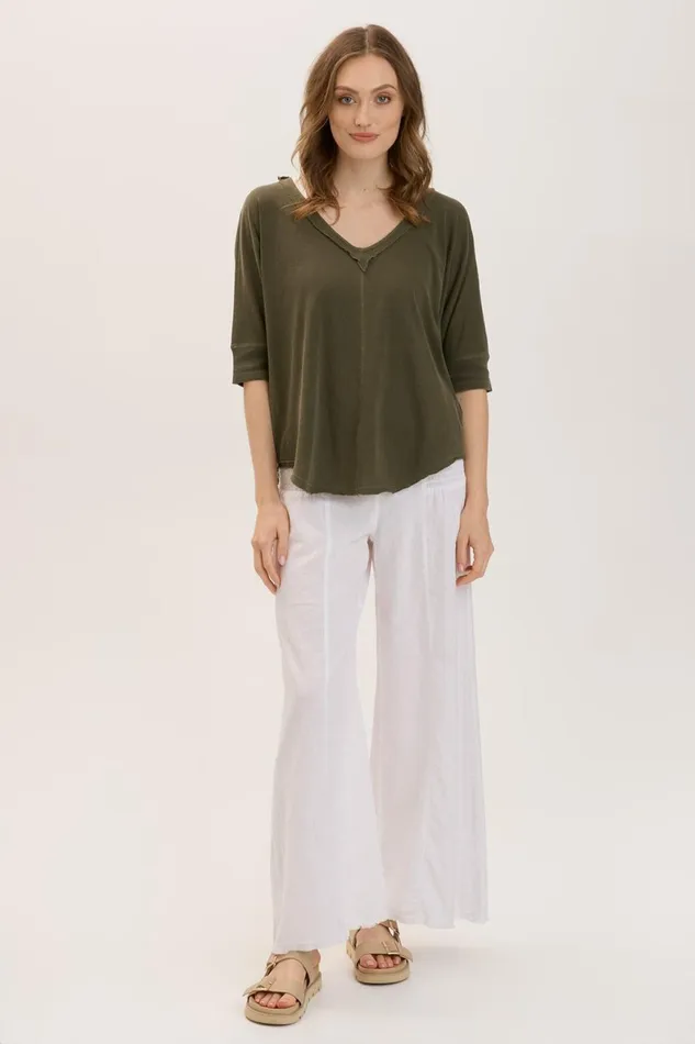 Clothing Tees XCVI Gardiner Banded Sleeve Top 20 Kombu Pigment