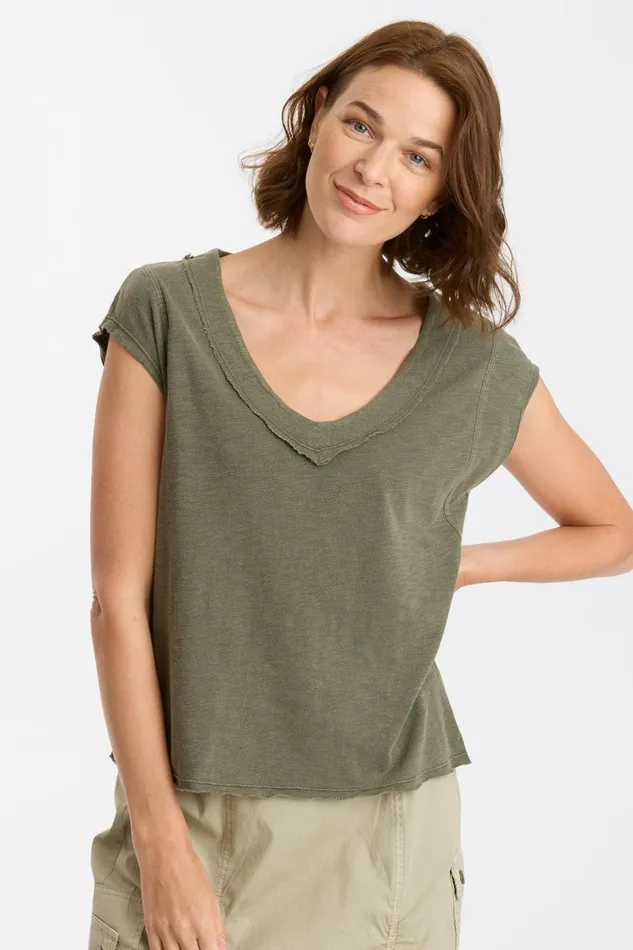 Clothing Tees XCVI Neela VNeck Kombu Pigment