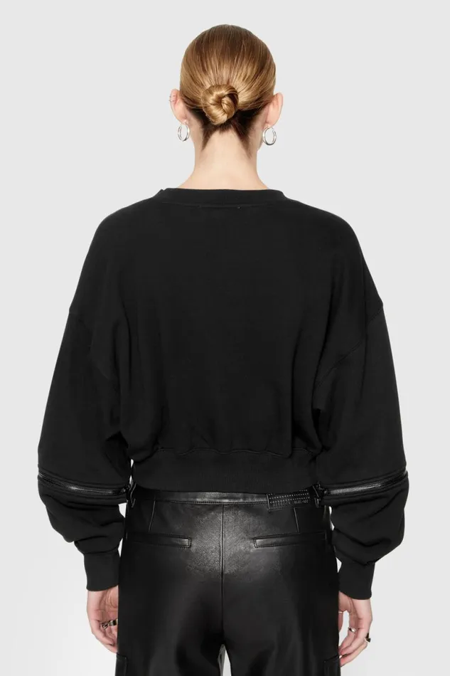 Clothing Tops Rebecca Minkoff Annie Zip Sleeve Sweatshirt True Black