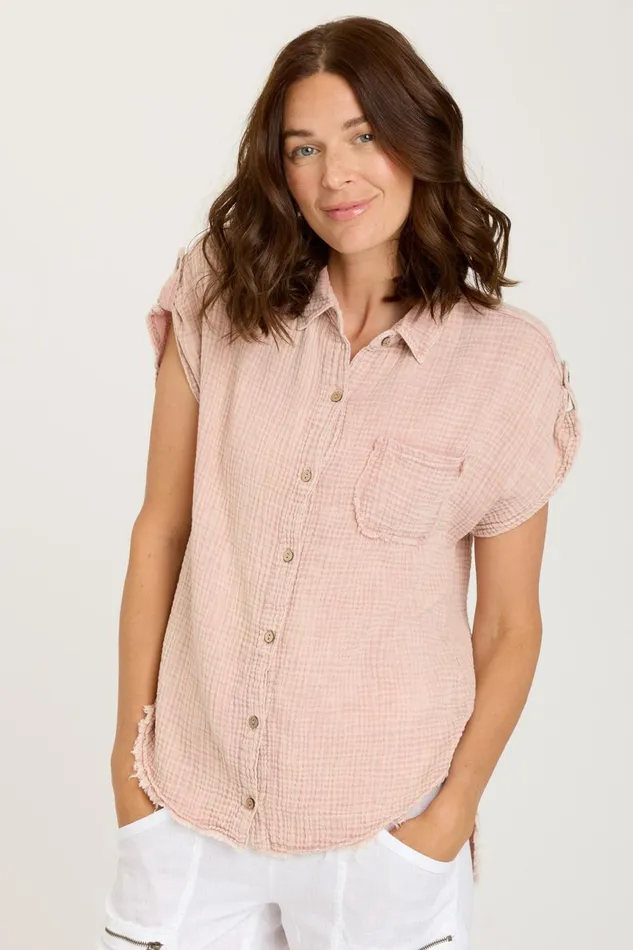 Clothing Tunics XCVI Naresha Tunic Distress Wash Hydrangea