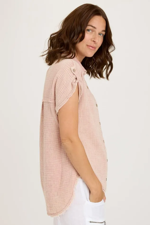 Clothing Tunics XCVI Naresha Tunic Distress Wash Hydrangea