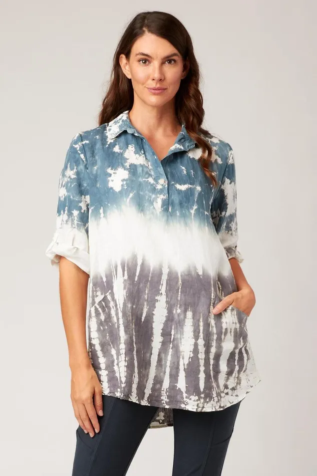 Clothing Tunics XCVI Rori Tunic Oblivion Wash Neptune