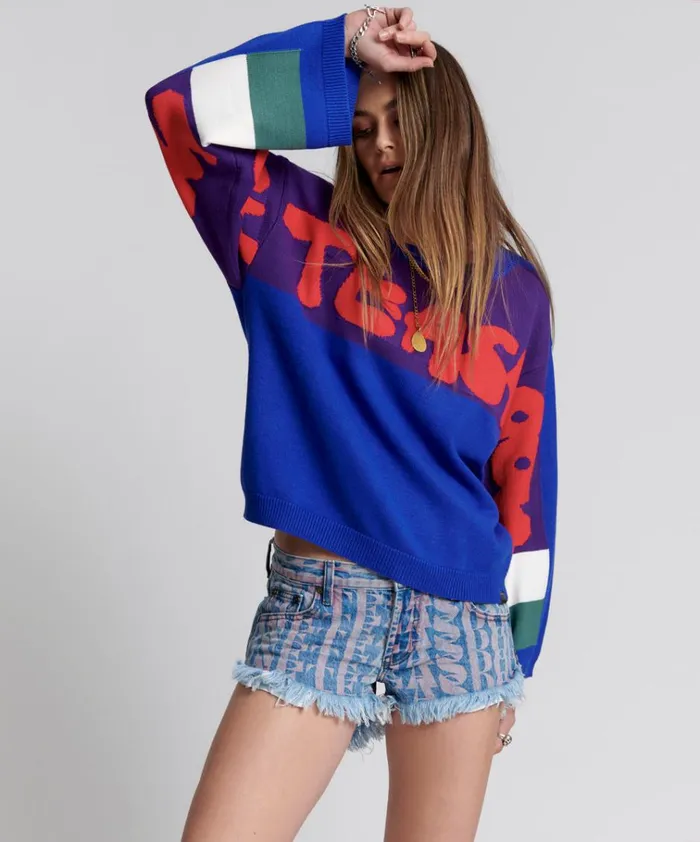 COLLEGE GRAFFITI KNIT SWEATER Women One Teaspoon Knitwear