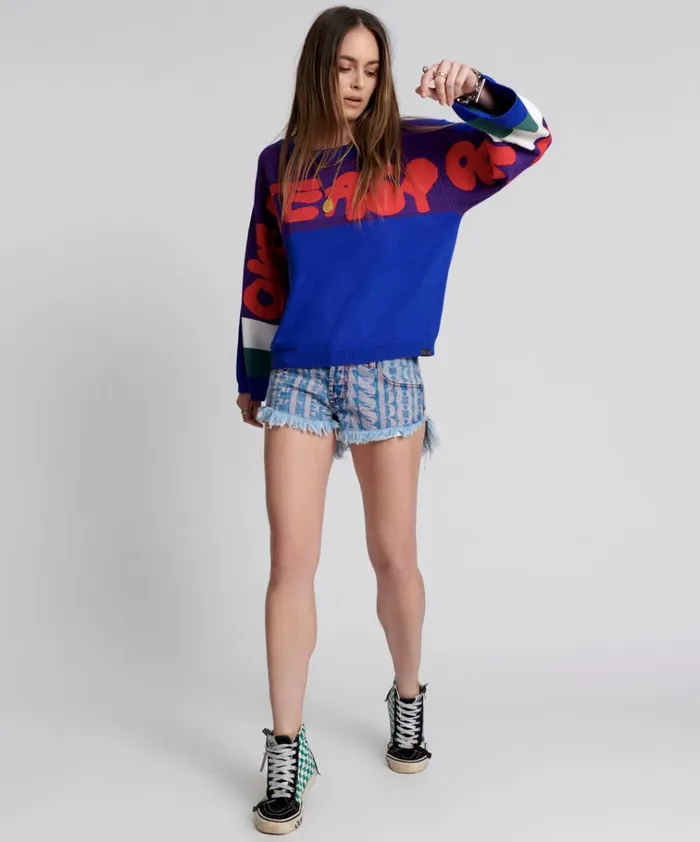 COLLEGE GRAFFITI KNIT SWEATER Women One Teaspoon Knitwear COLLEGE GRAFFITI KNIT SWEATER Women One Teaspoon Knitwear