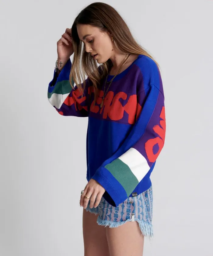 COLLEGE GRAFFITI KNIT SWEATER Women One Teaspoon Knitwear COLLEGE GRAFFITI KNIT SWEATER Women One Teaspoon Knitwear