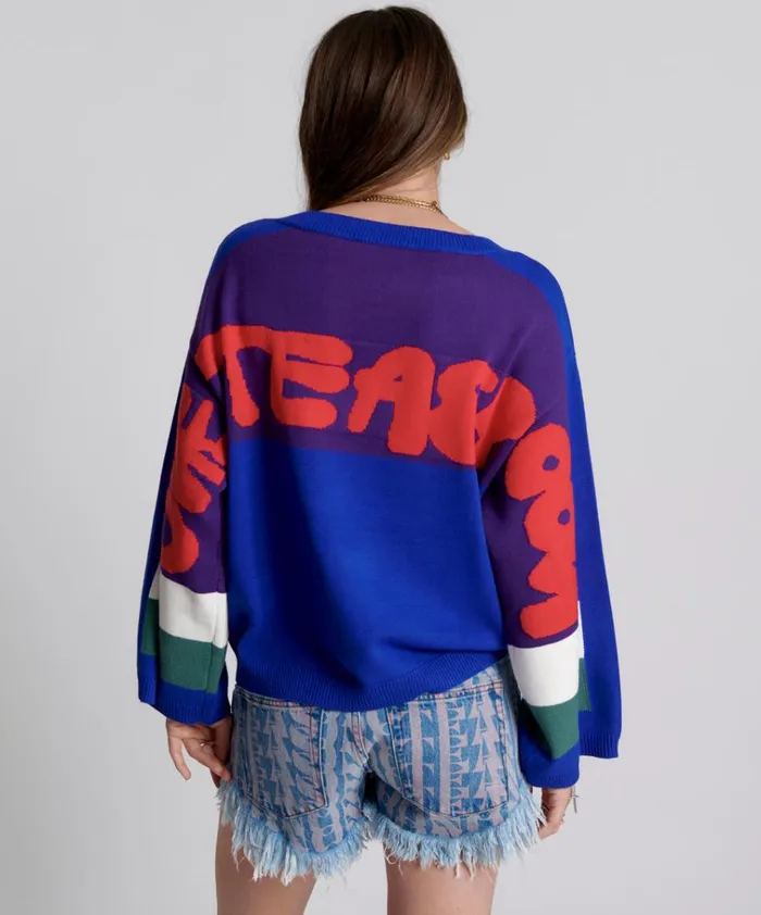 COLLEGE GRAFFITI KNIT SWEATER Women One Teaspoon Knitwear COLLEGE GRAFFITI KNIT SWEATER Women One Teaspoon Knitwear
